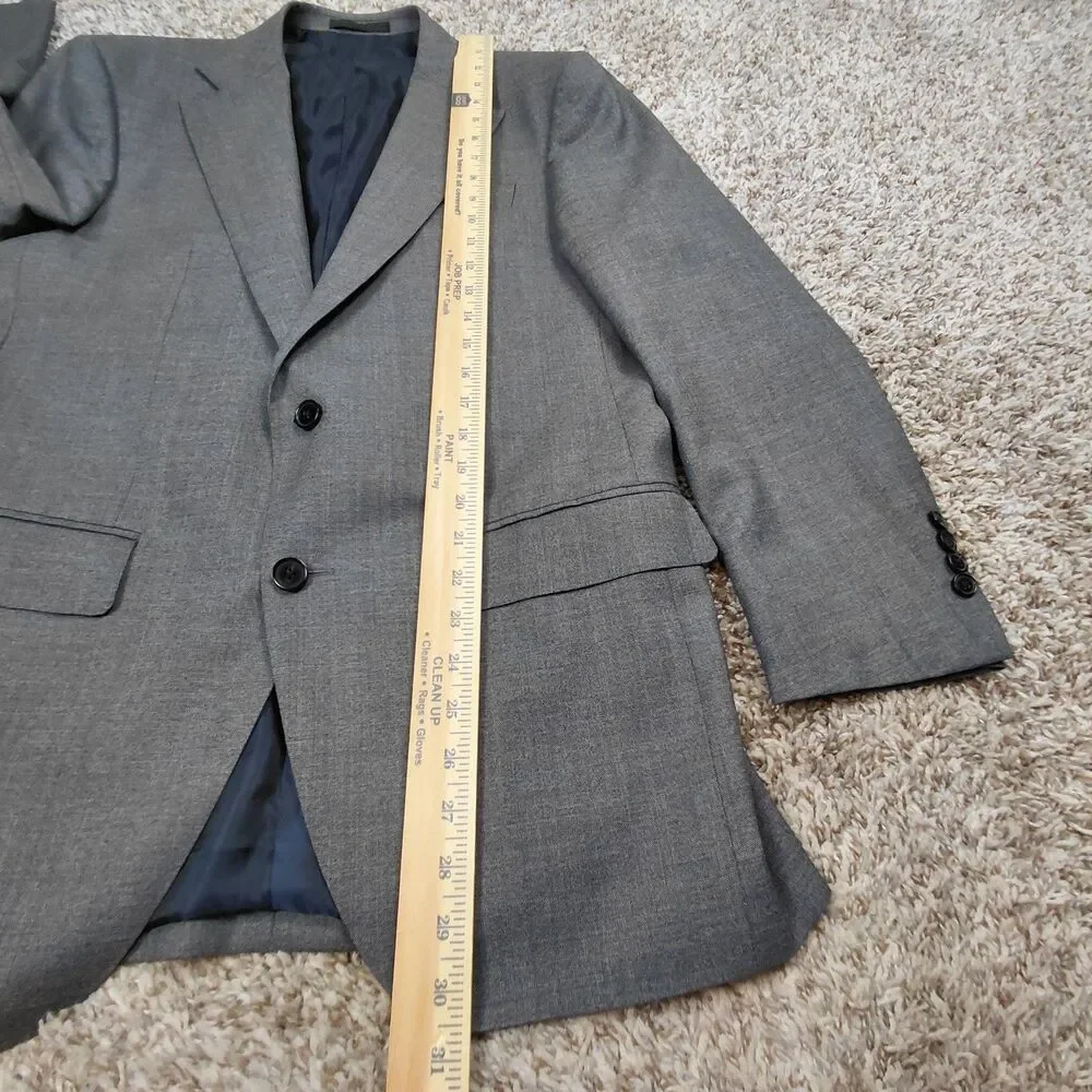 Spier & Mackay Blazer Men 40 Grey Two Button Guabello Super 130s Wool Sport Coat